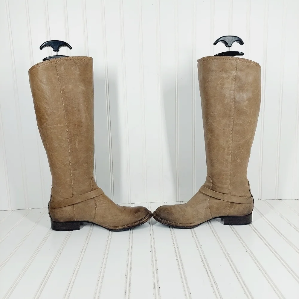 Alberto Fermani Brown Leather Ankle Buckle Strap Detail Side Zip Tall Boots B429